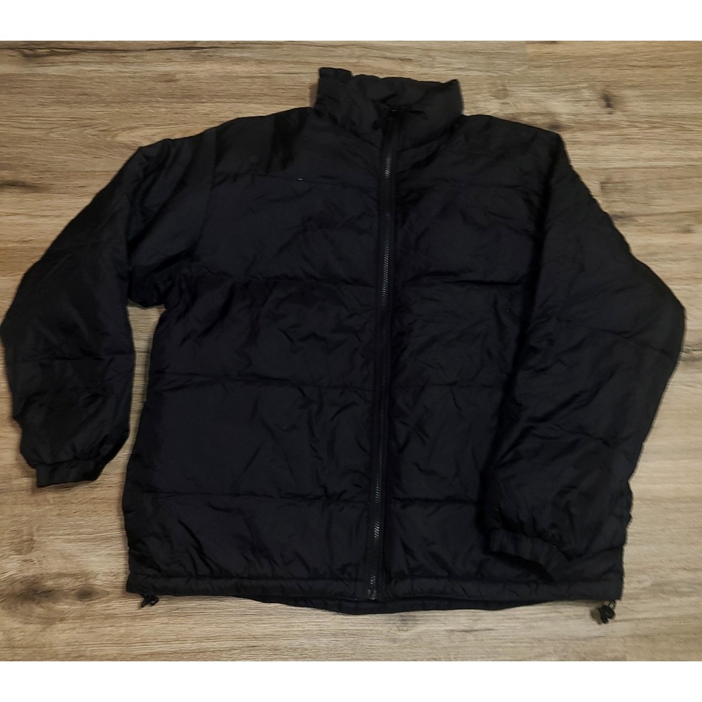 Port Authority men 2XL Duck Down Puffer Zip Coat Jacket Black Nylon Insulated